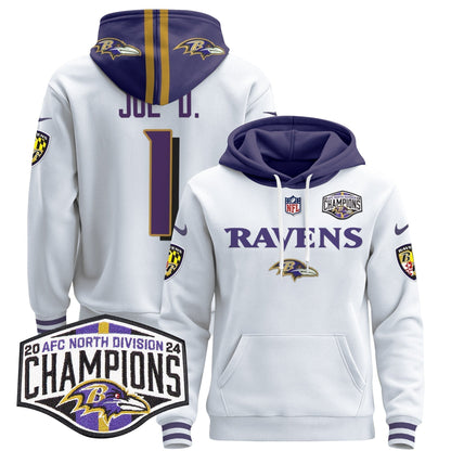 BAL 2024 AFC North Division Champions Patch Pullover Hoodie - Stitched