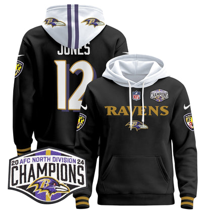 BAL 2024 AFC North Division Champions Patch Pullover Hoodie - Stitched