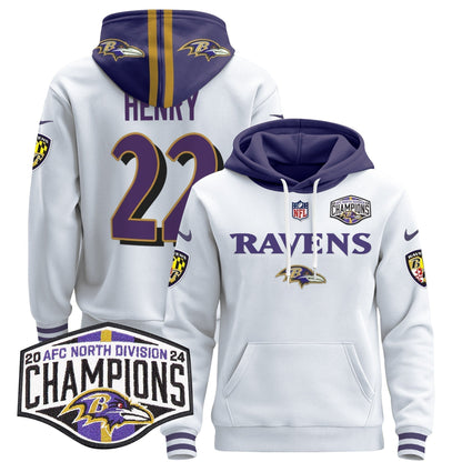 BAL 2024 AFC North Division Champions Patch Pullover Hoodie - Stitched