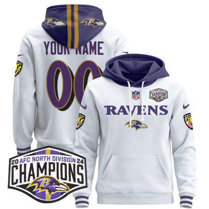 BAL 2024 AFC North Division Champions Patch Custom Pullover Hoodie - Stitched