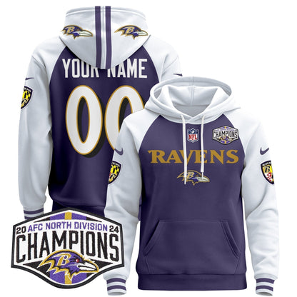BAL 2024 AFC North Division Champions Patch Custom Pullover Hoodie - Stitched