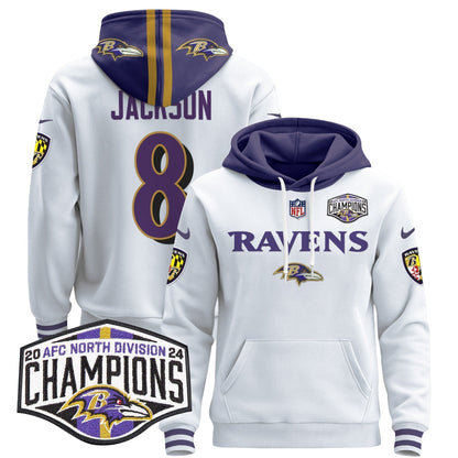 BAL 2024 AFC North Division Champions Patch Pullover Hoodie - Stitched