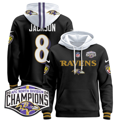 BAL 2024 AFC North Division Champions Patch Pullover Hoodie - Stitched
