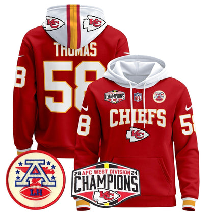 KC 2024 AFC West Division Champions Pullover Hoodie - Stitched