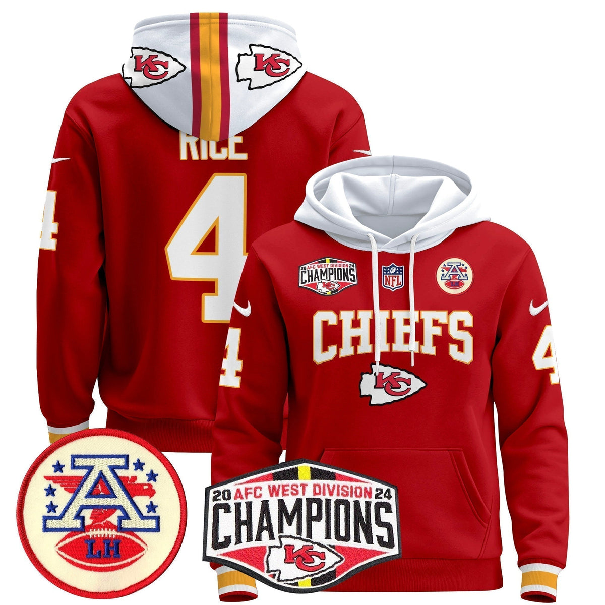 KC 2024 AFC West Division Champions Pullover Hoodie - Stitched