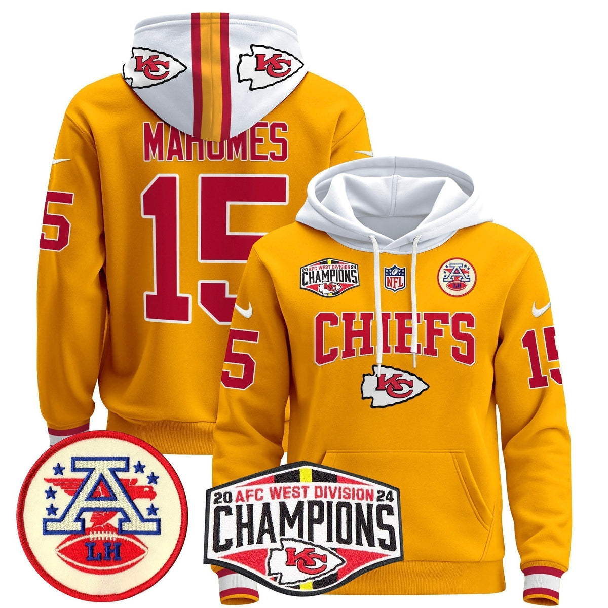KC 2024 AFC West Division Champions Pullover Hoodie - Stitched