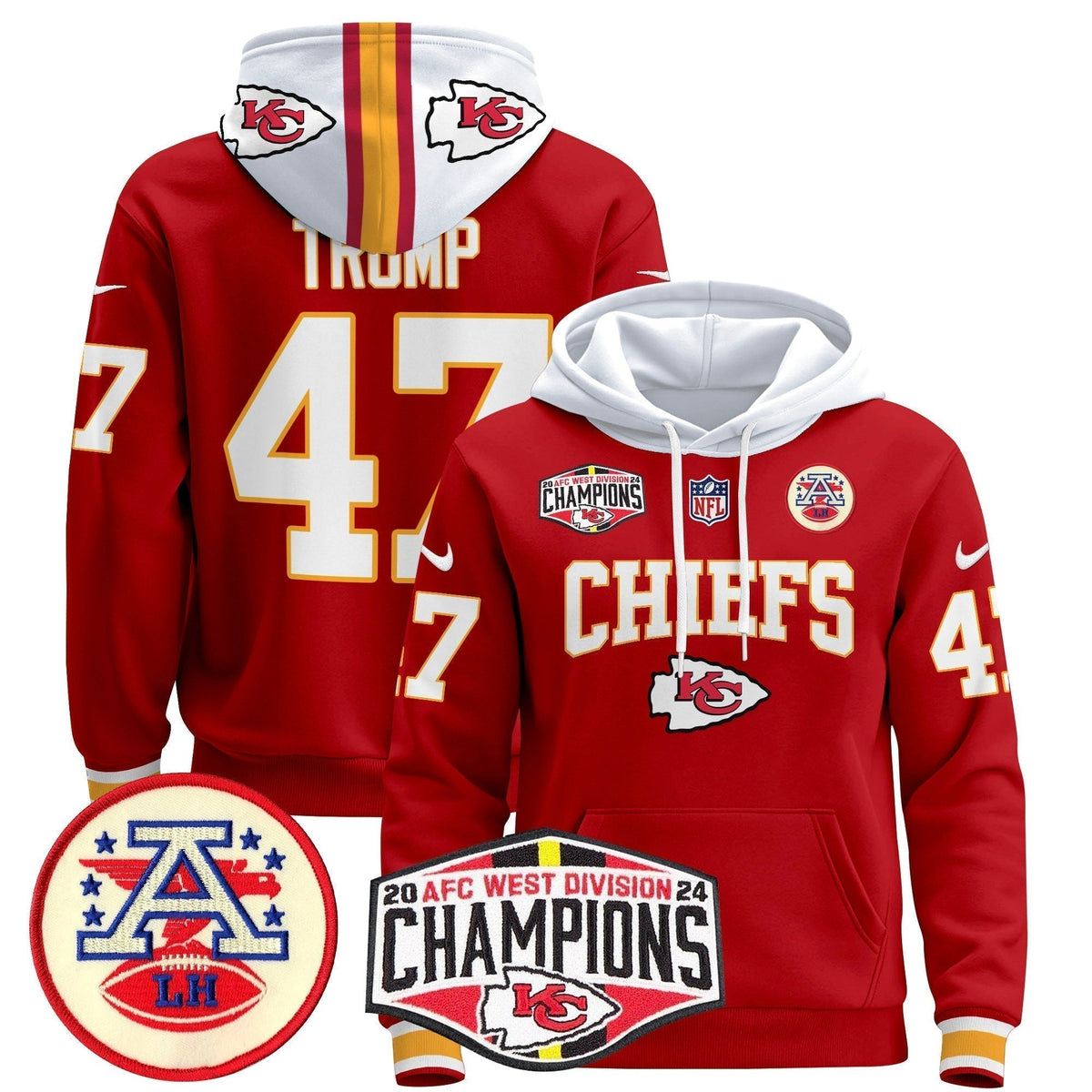 KC 2024 AFC West Division Champions Pullover Hoodie - Stitched