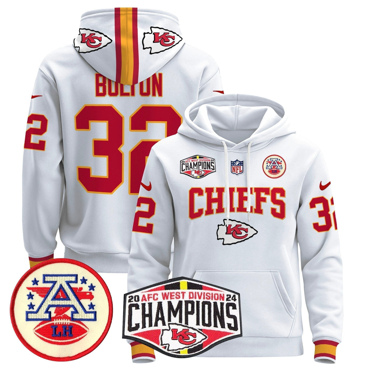 KC 2024 AFC West Division Champions Pullover Hoodie - Stitched