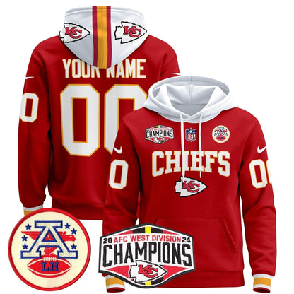 KC 2024 AFC West Division Champions Custom Pullover Hoodie - Stitched