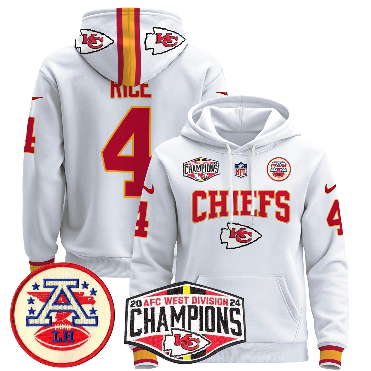 KC 2024 AFC West Division Champions Pullover Hoodie - Stitched