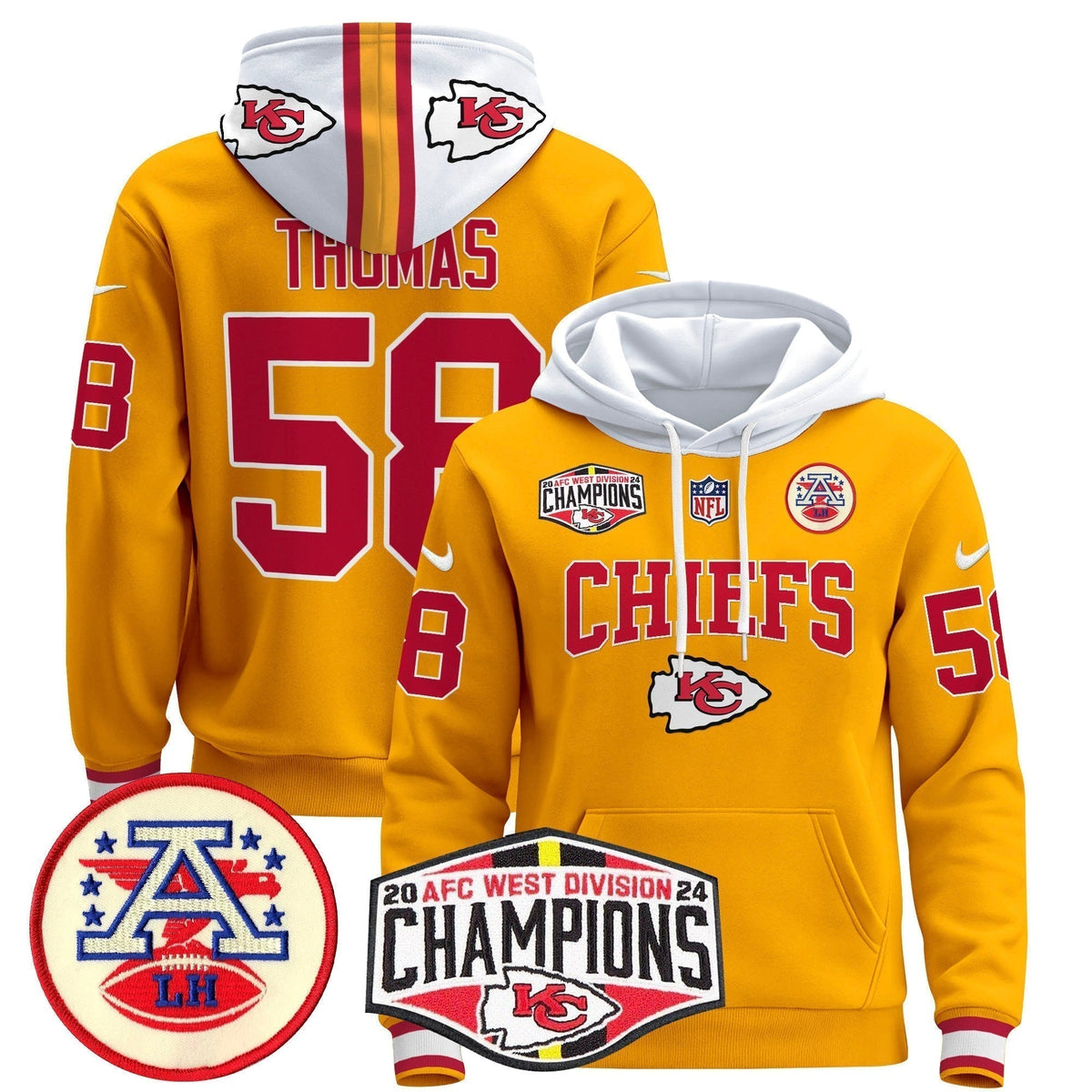 KC 2024 AFC West Division Champions Pullover Hoodie - Stitched