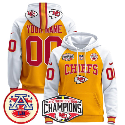KC 2024 AFC West Division Champions Custom Pullover Hoodie - Stitched