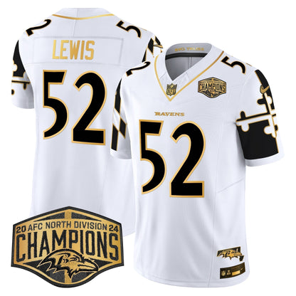 Ravens Maryland Flag Map 2024 AFC North Division Champions Patch Gold Vapor Limited Jersey - Stitched