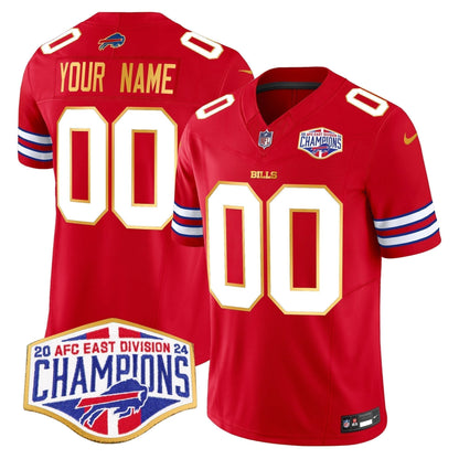 Bills 2024 AFC East Division Champions Gold Trim Vapor Limited Custom Jersey - Stitched