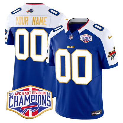 Bills 2024 AFC East Division Champions Gold Trim Vapor Limited Custom Jersey - Stitched