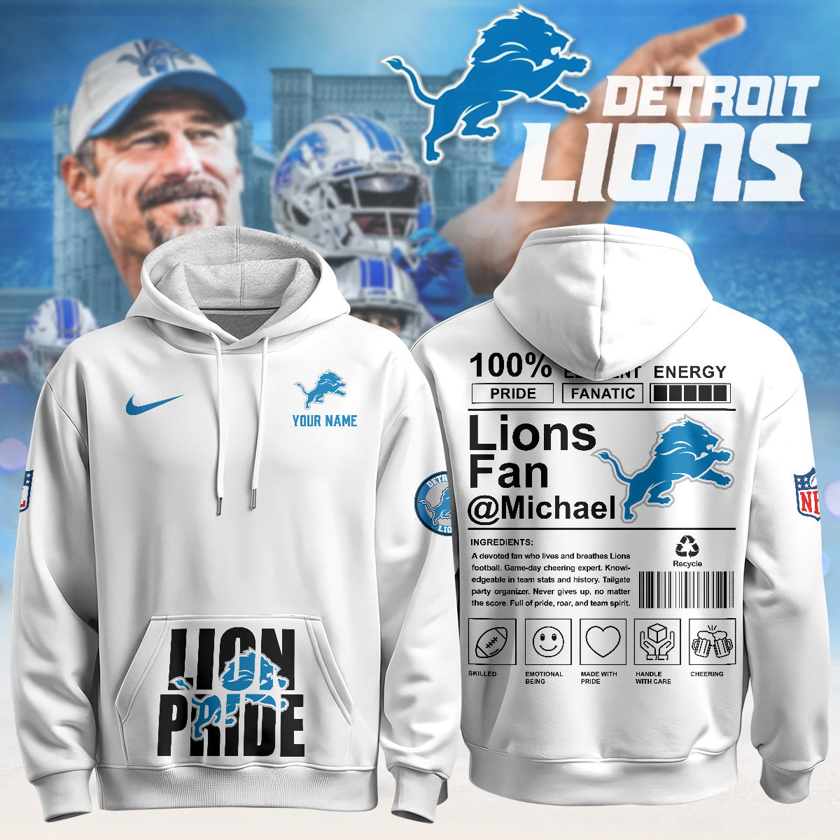 Custom DET Pride Limited Hoodie - Printed