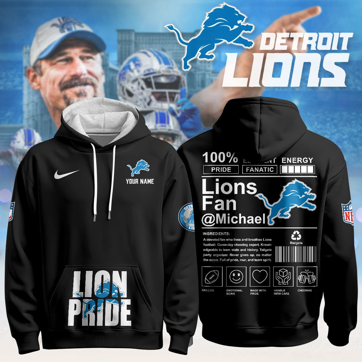 Custom DET Pride Limited Hoodie - Printed