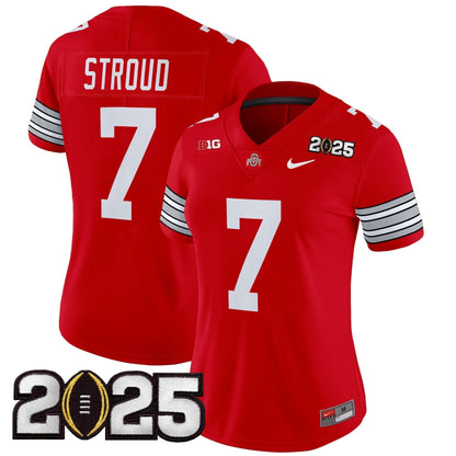 Women's Ohio State Buckeyes 'Heritage Stripe' 2025 CFP Final Patch Vapor Limited Jersey - All Stitched