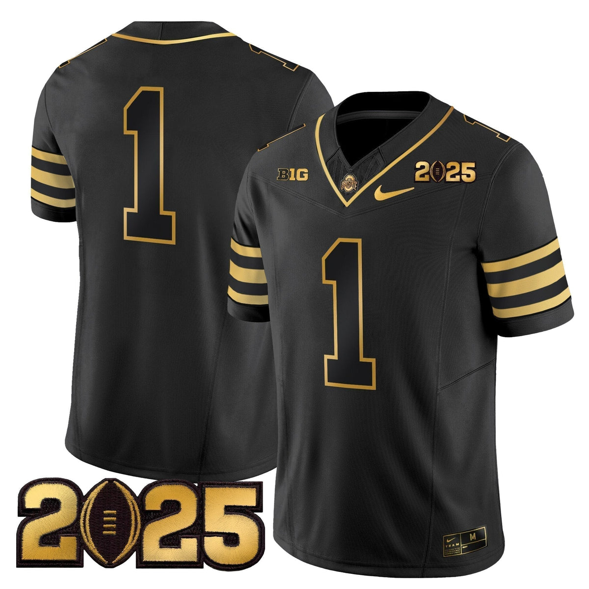 Men's Ohio State Buckeyes 'Heritage Stripe' CFP Final Patch Gold Vapor Limited Jersey - All Stitched