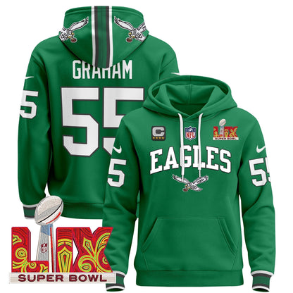 PHI Super Bowl LIX Patch Pullover Hoodie - Stitched