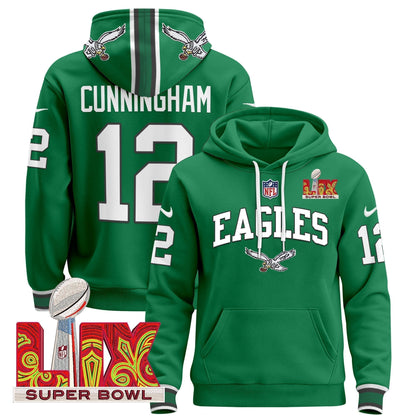 PHI Super Bowl LIX Patch Pullover Hoodie - Stitched