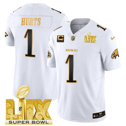PHI Super Bowl LIX Patch Gold Vapor Limited Jersey - Stitched