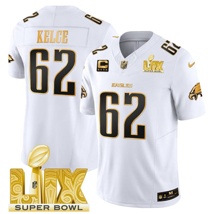 PHI Super Bowl LIX Patch Gold Vapor Limited Jersey - Stitched