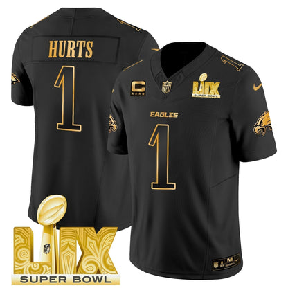 PHI Super Bowl LIX Patch Gold Vapor Limited Jersey - Stitched