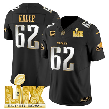 PHI Super Bowl LIX Patch Gold Vapor Limited Jersey - Stitched