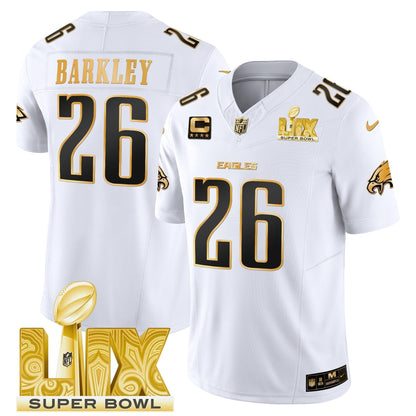 PHI Super Bowl LIX Patch Gold Vapor Limited Jersey - Stitched