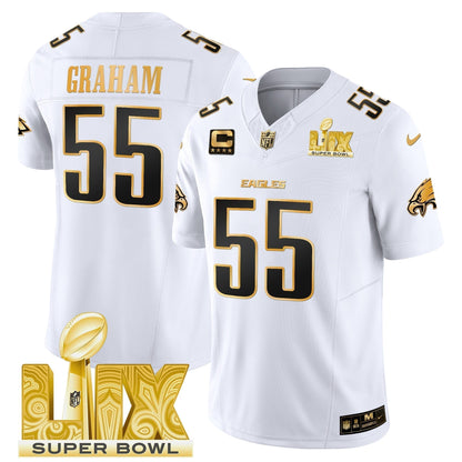 PHI Super Bowl LIX Patch Gold Vapor Limited Jersey - Stitched