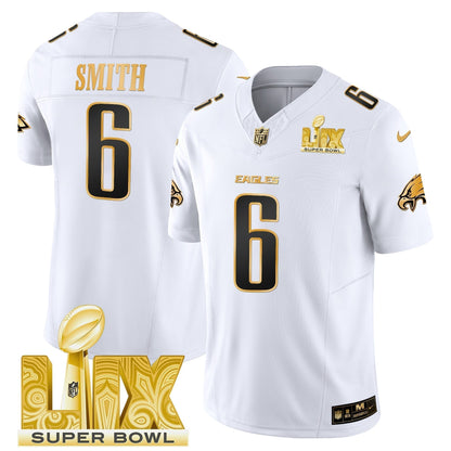 PHI Super Bowl LIX Patch Gold Vapor Limited Jersey - Stitched