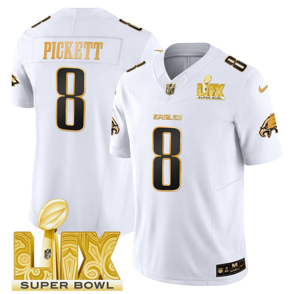 PHI Super Bowl LIX Patch Gold Vapor Limited Jersey - Stitched