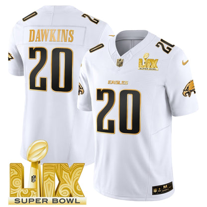 PHI Super Bowl LIX Patch Gold Vapor Limited Jersey - Stitched