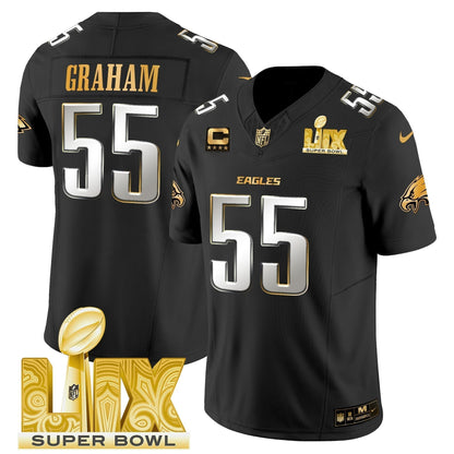 PHI Super Bowl LIX Patch Gold Vapor Limited Jersey - Stitched