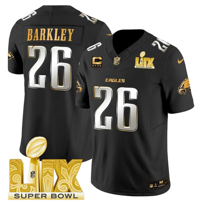 PHI Super Bowl LIX Patch Gold Vapor Limited Jersey - Stitched