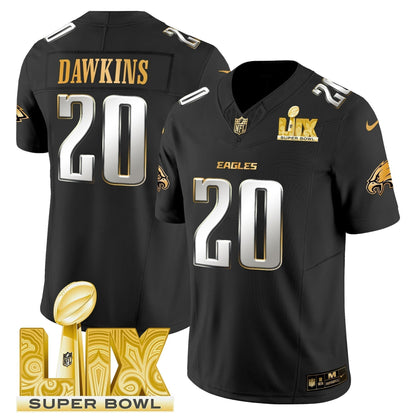 PHI Super Bowl LIX Patch Gold Vapor Limited Jersey - Stitched