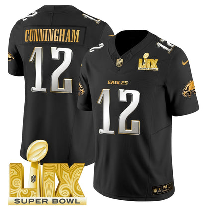 PHI Super Bowl LIX Patch Gold Vapor Limited Jersey - Stitched