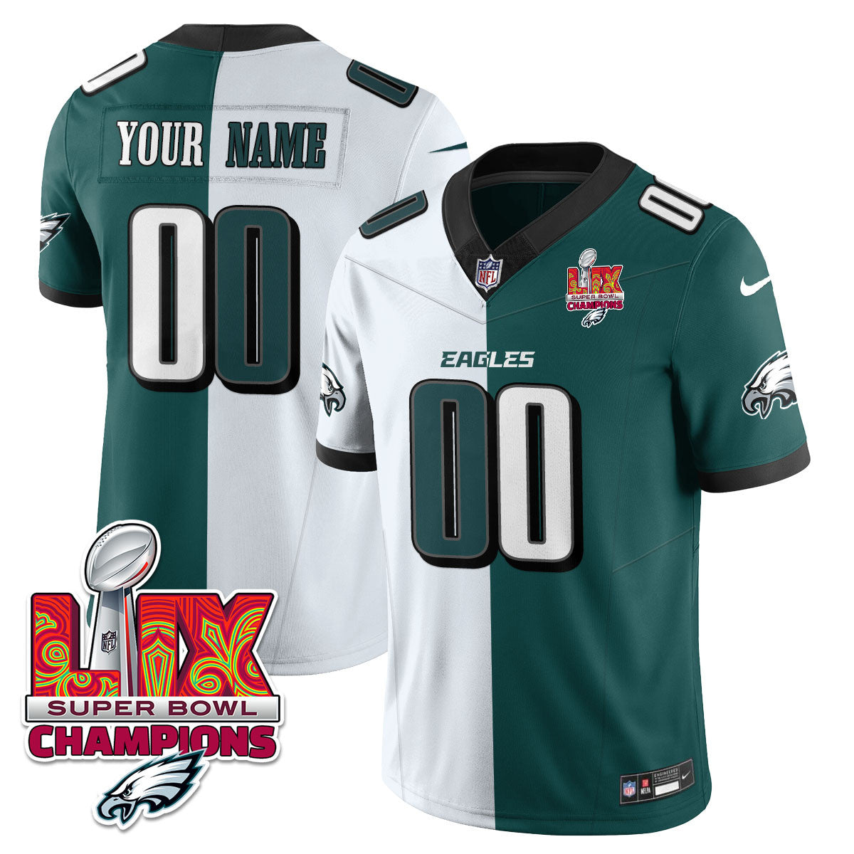 Custom Name/Gender PHI Super Bowl LIX Champions Vapor Limited Jersey - Stitched