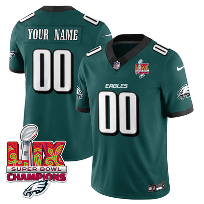 Custom Name/Gender PHI Super Bowl LIX Champions Vapor Limited Jersey - Stitched
