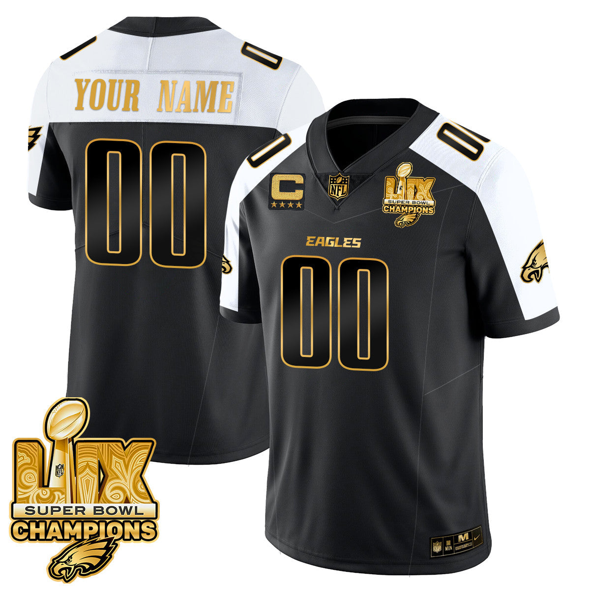 Custom Name/Gender PHI Super Bowl LIX Champions Vapor Limited Jersey - Stitched
