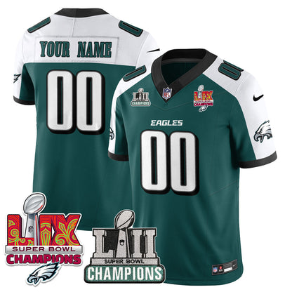Custom Name/Gender PHI LII-LIX Super Bowl Champions Vapor Limited Jersey - Stitched