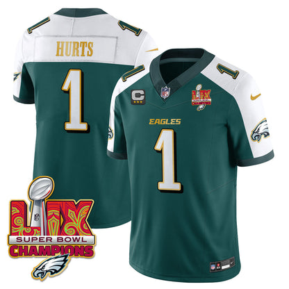 Men's Philadelphia Eagles Super Bowl LIX Champions Gold Trim Vapor Limited Jersey - All Stitched