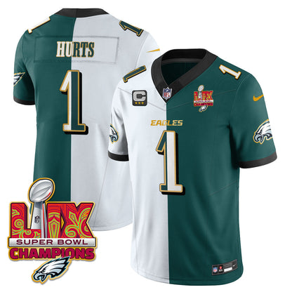 Men's Philadelphia Eagles Super Bowl LIX Champions Gold Trim Vapor Limited Jersey - All Stitched