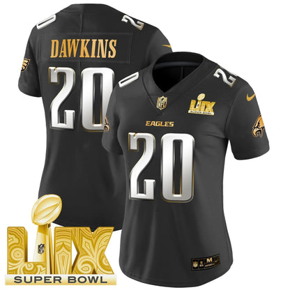Women's PHI Super Bowl LIX Patch Gold Vapor Limited Jersey - Stitched