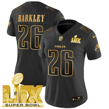 Women's PHI Super Bowl LIX Patch Gold Vapor Limited Jersey - Stitched