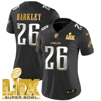 Women's PHI Super Bowl LIX Patch Gold Vapor Limited Jersey - Stitched