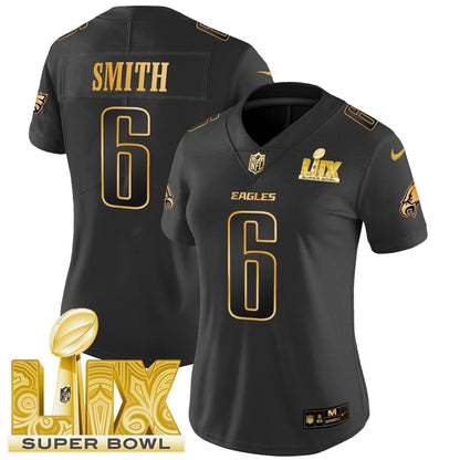 Women's PHI Super Bowl LIX Patch Gold Vapor Limited Jersey - Stitched