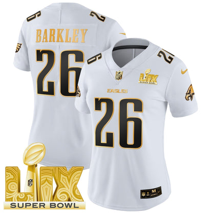 Women's PHI Super Bowl LIX Patch Gold Vapor Limited Jersey - Stitched