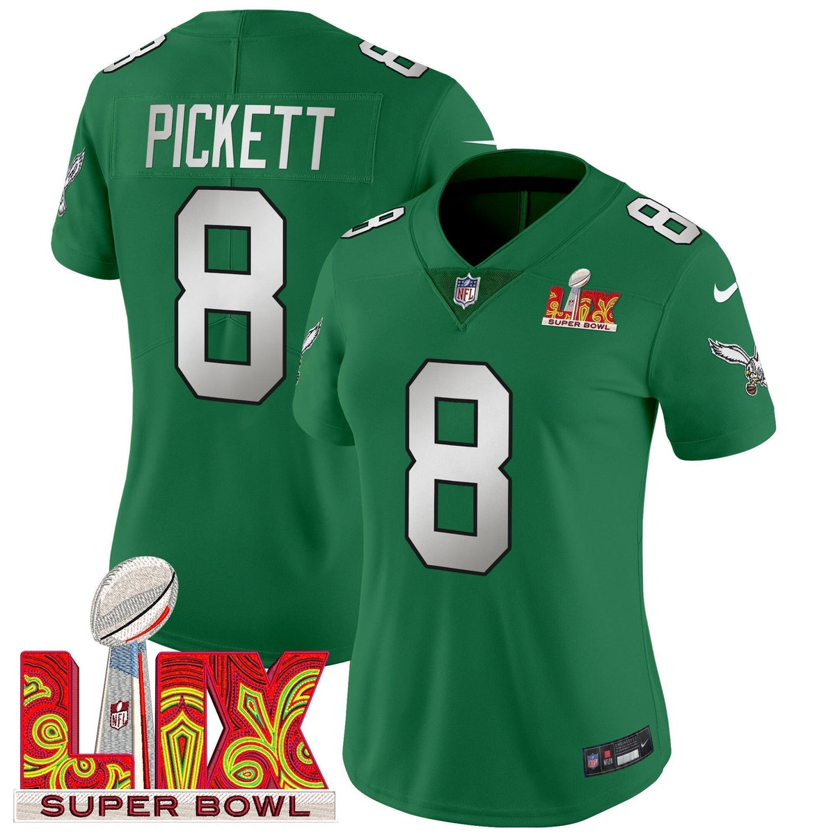 Women's PHI Super Bowl LIX Patch Vapor Limited Jersey - Stitched